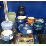 A 1911 CORONATION JUG incised 'Lauder, Barum' and a collection of other Devon pottery