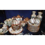 A LARGE COLLECTION OF JAPANESE TEA WARE, a pair of Japanese vases (Examine) and a quantity of