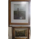 JON ADAM: A Cornish Tin Mine, oil on canvas, glazed and a river scene, signed 'Jeanne Southgate'