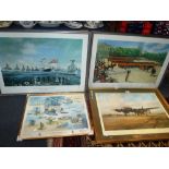 A SIGNED TERRENCE CUNEO PRINT 'Trooping the Colour', a signed Robert Taylor print 'Crewing Up'
