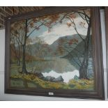 CLARE WILSON: 'Grey Evening, Loch Earn', oil on canvas