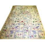 INDIAN DHURRIE, HAND WOVEN WOOL RUG, W 8' 11", L 11' 5"Having a cream ground, with a shadowbox motif