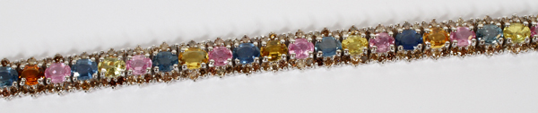 14KT WHITE GOLD, 10.00CT NATURAL SAPPHIRE & 3.75CT FANCY BROWN DIAMOND BRACELET, L 7"A 14kt white - Image 2 of 2