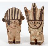 PRE-COLUMBIAN, TERRACOTTA FIGURES, TWO PIECES, H 7"Of a king and queen. Reference numbers on verso.