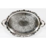 REED & BARTON "PROVINCIAL" SILVER PLATE TRAY, W 18", L 28 1/2"Marked at the underside. Length