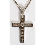 14KT WHITE GOLD AND 2.40CT DIAMOND CROSS NECKLACE, L 18"Having a 14 kt white gold cross pendant