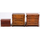 CAMPAIGN CHESTS/END TABLES, MAHOGANY, PLUS A SILVER WARE CHEST, 3 PCS., H 10" - 18", W 15" - 18",