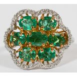 2.50CT NATURAL EMERALD & .52CT DIAMOND RING, SIZE 7 1/2Having 2.50cts of natural oval emeralds