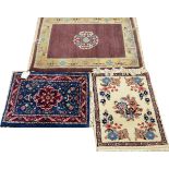 TIBETAN AND ROMANIAN HAND WOVEN WOOL MATS, 3 PCS., W 1' 6" & 2' 4", L 2' & 3' 1"Includes two Tibetan