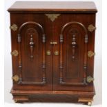 ENGLISH TUDOR STYLE OAK CABINET, H 39'', W 32'', D 18''Pair of doors opening to storage. Measures