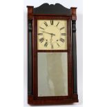 JEROME & DARROW MAHOGANY WALL CLOCK, H 33", L 17"Jerome & Darrow, Bristol, Connecticut mahogany case