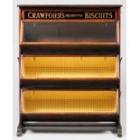 ENGLISH WALNUT 'CRAWFORD'S DELIGHTFUL BISCUITS' STORE BIN, C. 1900, H 51", W 42", D 18"A reverse-