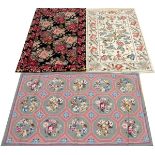 CHINESE NEEDLEPOINT WOOL RUGS, 4 PCS., W 2' 10" - 3' L 4' 8" - 5'First rug having ivory ground,