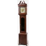 MAHOGANY TALL CASE CLOCK, C.1920, H 87", W 18", D 11"Swan neck open pediment with urn form finial,