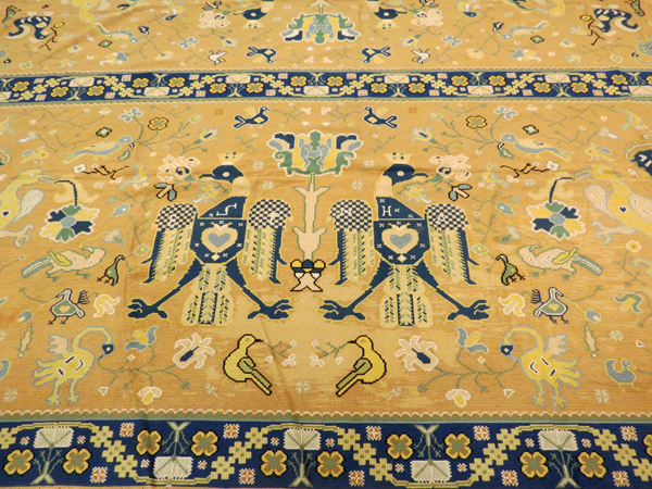 PORTUGUESE WOOL NEEDLEPOINT CARPET, W 12' 3", L 17'Portuguese hand woven wool needlepoint carpet - Image 2 of 4