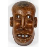 AFRICAN, CARVED WOOD MASK, H 8", W 4"Open eyes and mouth.- For High Resolution Photos visit