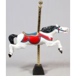 CAROUSEL PONY HAND-PAINTED, METAL & BRASS POLE, H 60" (POLE), L 49"Carousel pony hand painted.