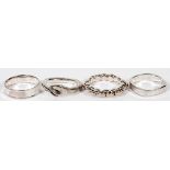 ISRAEL, STERLING SILVER, BANGLE BRACELETS, 4 PCS.One in serpent form, one chain link and two