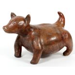 PRE-COLUMBIAN, TERRACOTTA BEAR, H 10", W 6", L 5"In a bear form on all four legs.- For High