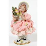DRESDEN PORCELAIN FIGURINE, MID 20TH C., H 5"Marked at the underside.Good condition.- For High