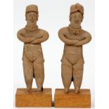 PRE-COLUMBIAN, TERRACOTTA FIGURES, TWO PIECES, H 6"6" H.- For High Resolution Photos visit