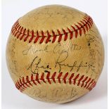 1940, N. Y. YANKEES, TEAM SIGNED BASEBALL, OFFICIAL AMERICAN LEAGUE 'REACH' BALL, 23