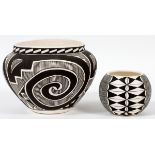 ACOMA SOUTH WEST POTTERY VASESIncluding one, H.3 1/2", Dia.4", and one other H.6", Dia.8". Both