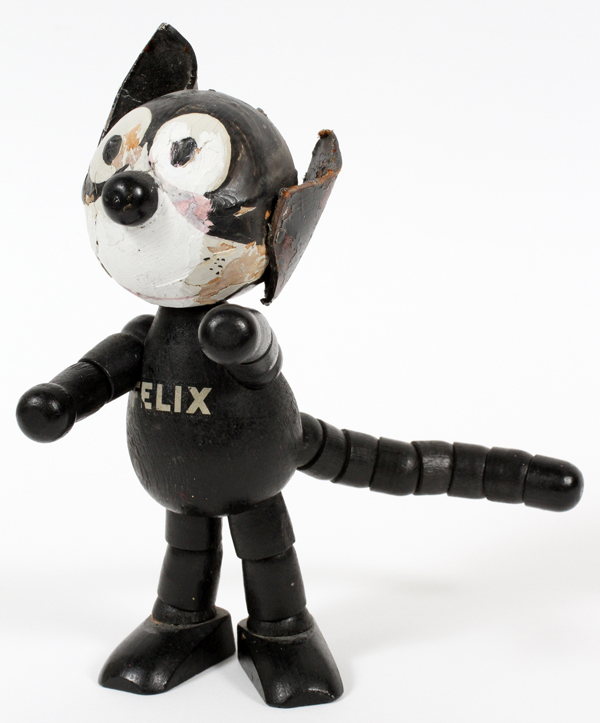 SCHOENHUT WOODEN FELIX THE CAT DOLL, H 8"A jointed doll with movable arms, legs, ears and tail.