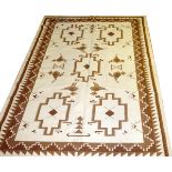 INDIAN DHURRIE, HAND WOVEN WOOL RUG, W 6', L 8' 11"Having a cream ground, four borders two cream and