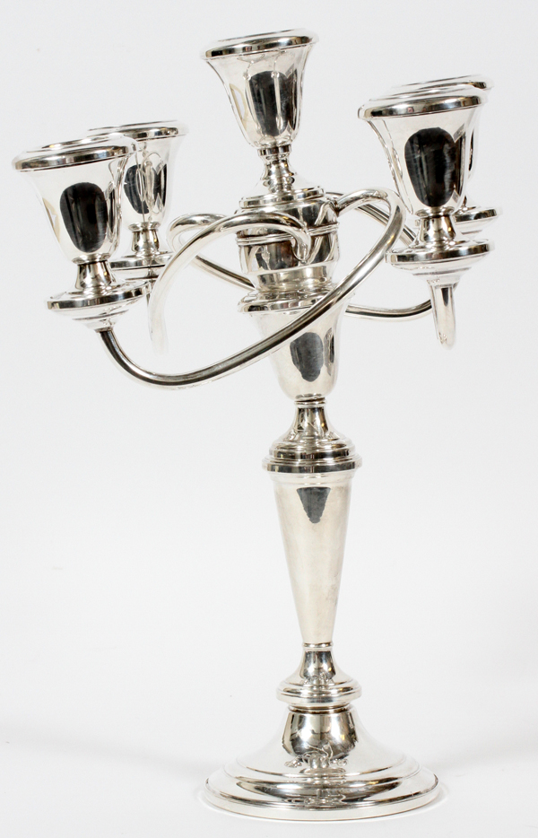 FISCHER STERLING WEIGHTED CANDELABRUM H 13", W 11"Optional 5-light candelabra with removable 2-light