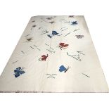 INDIAN DHURRIE, HAND WOVEN WOOL RUG, W 8' 7", L 12' 1"Having a cream ground, without borders and