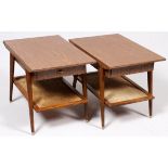 IMPERIAL GRAND RAPIDS, CONTEMPORARY, MAHOGANY LAMINATE, END TABLES, C1950, PAIR, H 22", W 20", D