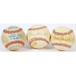 ERNIE HARWELL, SIGNED RAWLINGS AND WILSON BASEBALLS PLUS ONE UNSIGNED 'OFFICIAL AMERICAN LEAGUE'