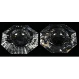 VAL ST. LAMBERT & OTHER CRYSTAL ASHTRAYS, TWO, W 5 3/4"One is marked at the underside.The unmarked