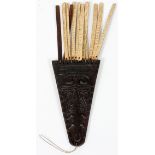 AFRICAN, CARVED HANGING WITH TASSELS, H 12", W 4"With inscribed tassels.- For High Resolution Photos