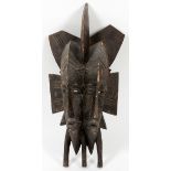 AFRICAN, CARVED WOOD MASK, H 15", W 7"Double face.- For High Resolution Photos visit Dumouchelles