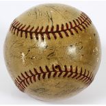 1934 DETROIT TIGER TEAM SIGNED BASEBALL 25 SIGNATURESOfficial 'Reach' American League baseball