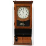 INTERNATIONAL OAK TIME CLOCK, H 31", L 13.5"An International Time Recording Co. of Endicott, NY,