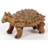 PRE-COLUMBIAN, TERRACOTTA TURTLE, H 8", W 4"pointed design on shell. Standing on four legs.- For