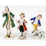 DRESDEN & GERMAN PORCELAIN FIGURINES, 3 PIECES, H 4 3/4"- 6 3/4"Including one Dresden figurine,