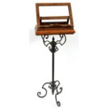 WROUGHT IRON AND WOOD BOOK STANDBook or dictionary stand. Adjustable height.Good condition jw- For