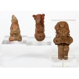 PRE-COLUMBIAN, TERRACOTTA FIGURES & ANIMAL, H 2 - 3"Animals and other. Mounted on clear acrylic