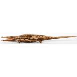 CARVED SOUTH AMERICAN CROCODILE (CAIMAN), L 34"Carved South American Caiman crocodile with carved