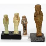 EGYPTIAN STONE FIGURES, FOUR, H 3 - 5"Depicts carved stone pharaohs in green, white and brown