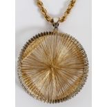 14KT ROPE TWIST NECKLACE & GOLD THREAD PENDANT, L 18", DIA 1 7/8"A 14kt yellow gold twisted rope