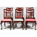 CHIPPENDALE STYLE MAHOGANY DINING CHAIRS, MID 20 TH C, 6 PCS.Chippendale Style having carved