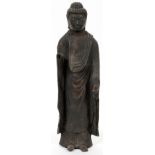 CHINESE IRON STANDING FIGURE OF BUDDHA, H 13"A standing figure of Buddha.Missing one hand, rust