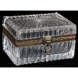 FRENCH ANTIQUE CRYSTAL HINGED BOX WITH BRONZE MOUNTS, H 3", W 5"A rectangular box with bronze ormolu
