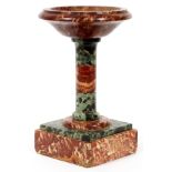 NEOCLASSICAL MARBLE TAZZA, H 8 3/4", DIA 5 1/2"In green and red marble, measures H.8 3/4" x 4 1/2" x