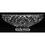 CUT CRYSTAL CENTERPIECE BOWL, H 5", DIA 12"Waterford style, cut diamond pattern on a short